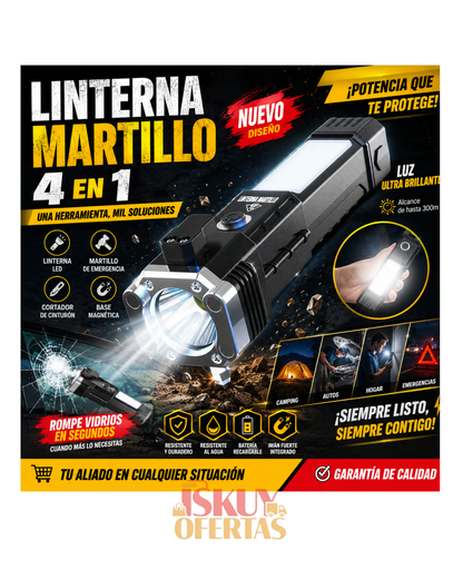 combo de  maquina afeitar 3 en 1 + linterna martillo 4 funciones